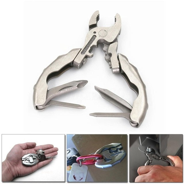 FNICEL - Silver Mini Bent Multifunctional Tool 9 in 1