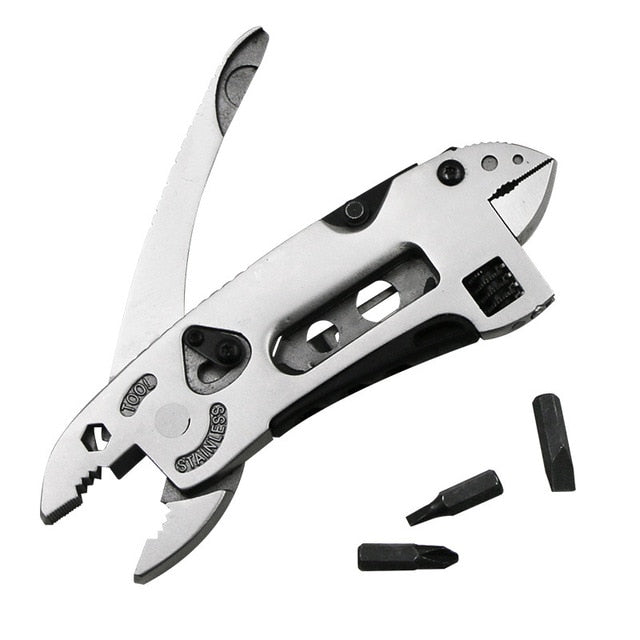 FNICEL - Silver Mini Bent Multifunctional Tool 9 in 1