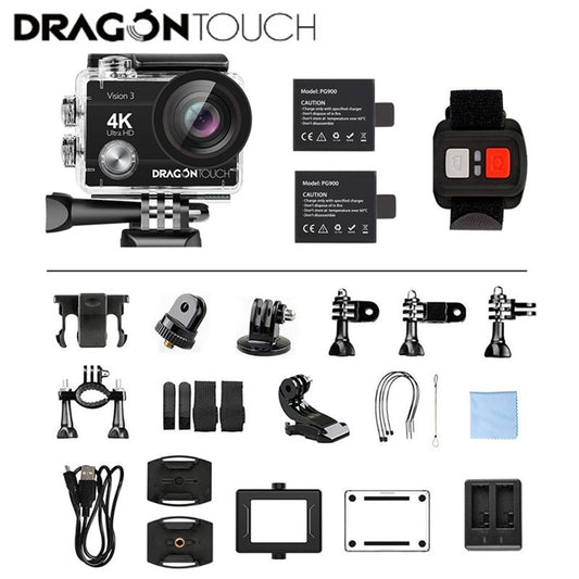 Dragon Touch -  4K Action Camera 16MP Vision 3 Waterproof Camera 170D